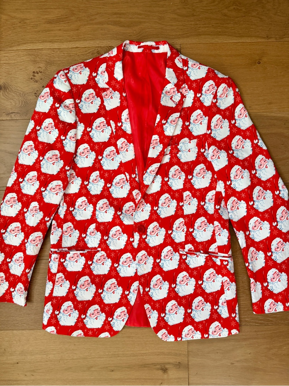 Suslo Couture Santa Claus Christmas Blazer Jacket Slim Fit Red Holiday Party 42L